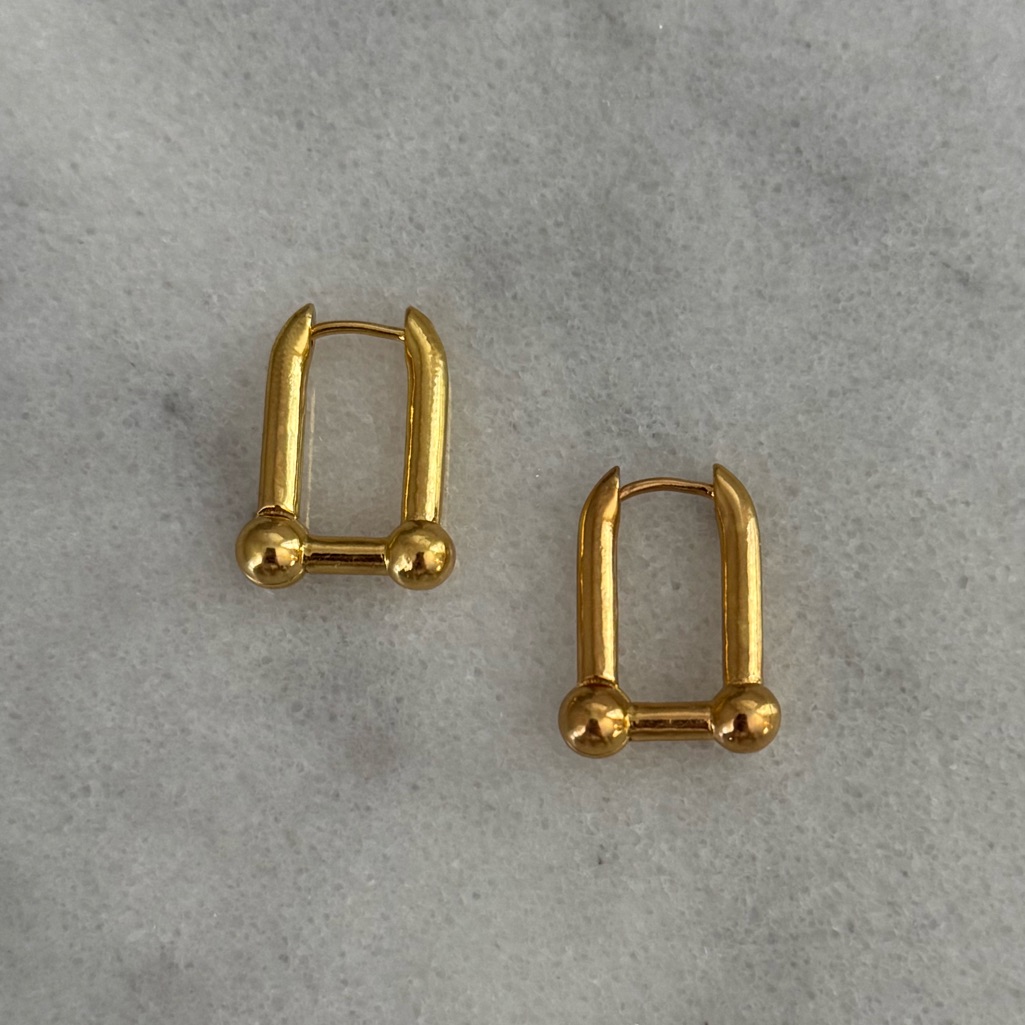 Gold Chain Link Hoop Earrings Brand New